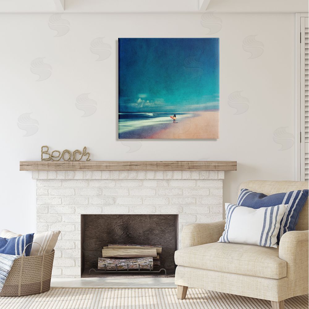 Dirk Wustenhagen Vast Beach Landscape Lone Surfer Canvas Wall Art in Room