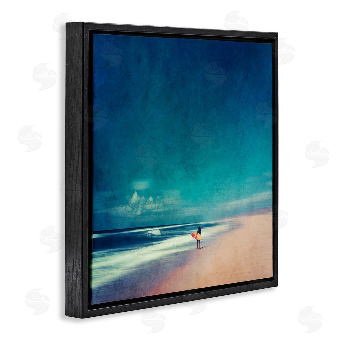 Dirk Wustenhagen Vast Beach Landscape Lone Surfer Black Floating Frame Canvas Wall Art Print