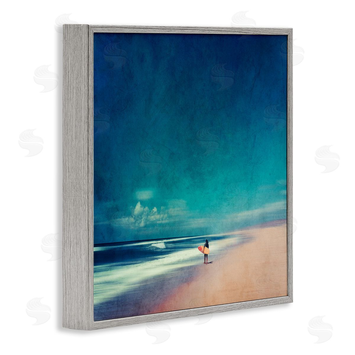 Dirk Wustenhagen Vast Beach Landscape Lone Surfer Gray Framed Glicee Wall Art Print