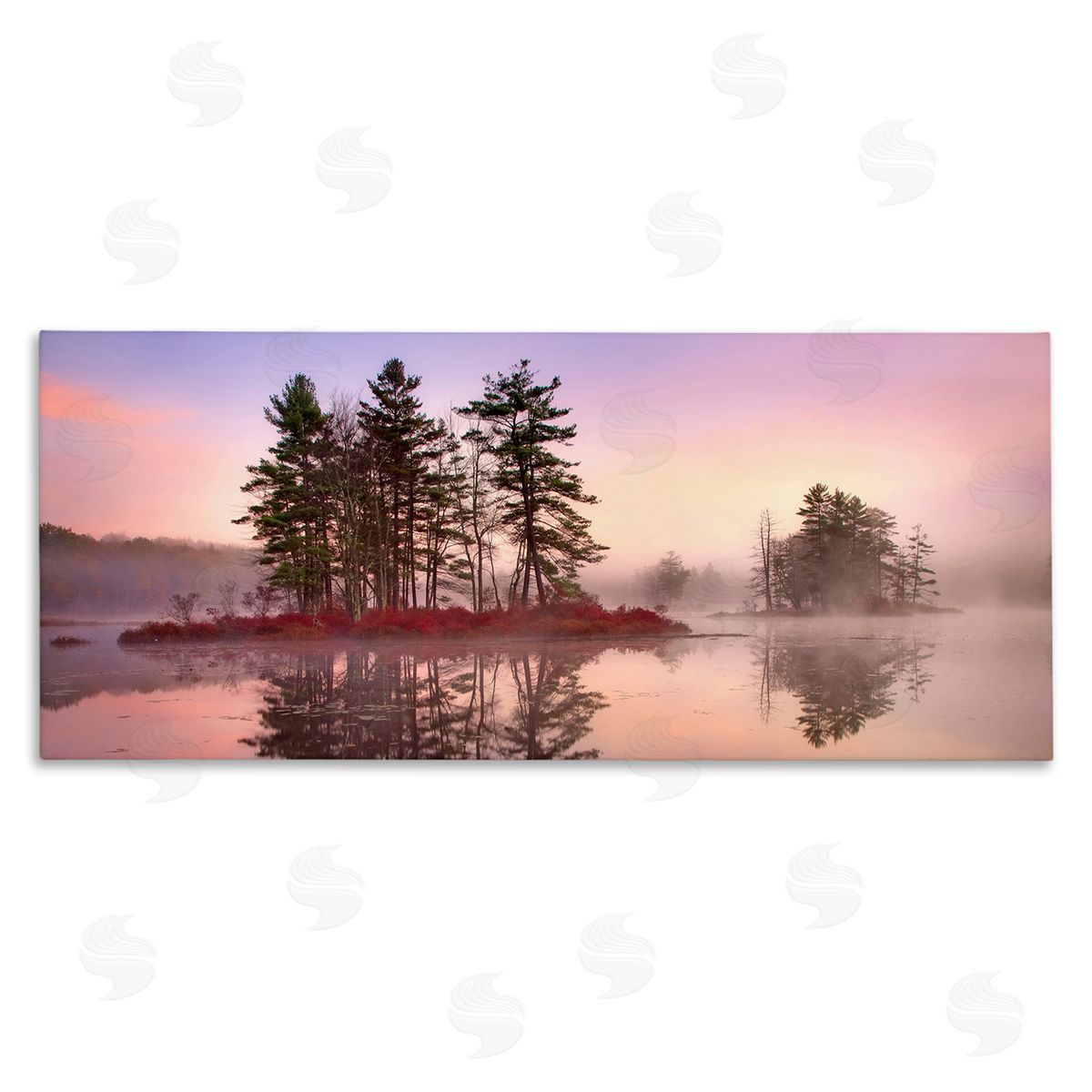 Patrick Zephyr Lake Island Trees Sunrise Sky Stretched Canvas Wall Art Print