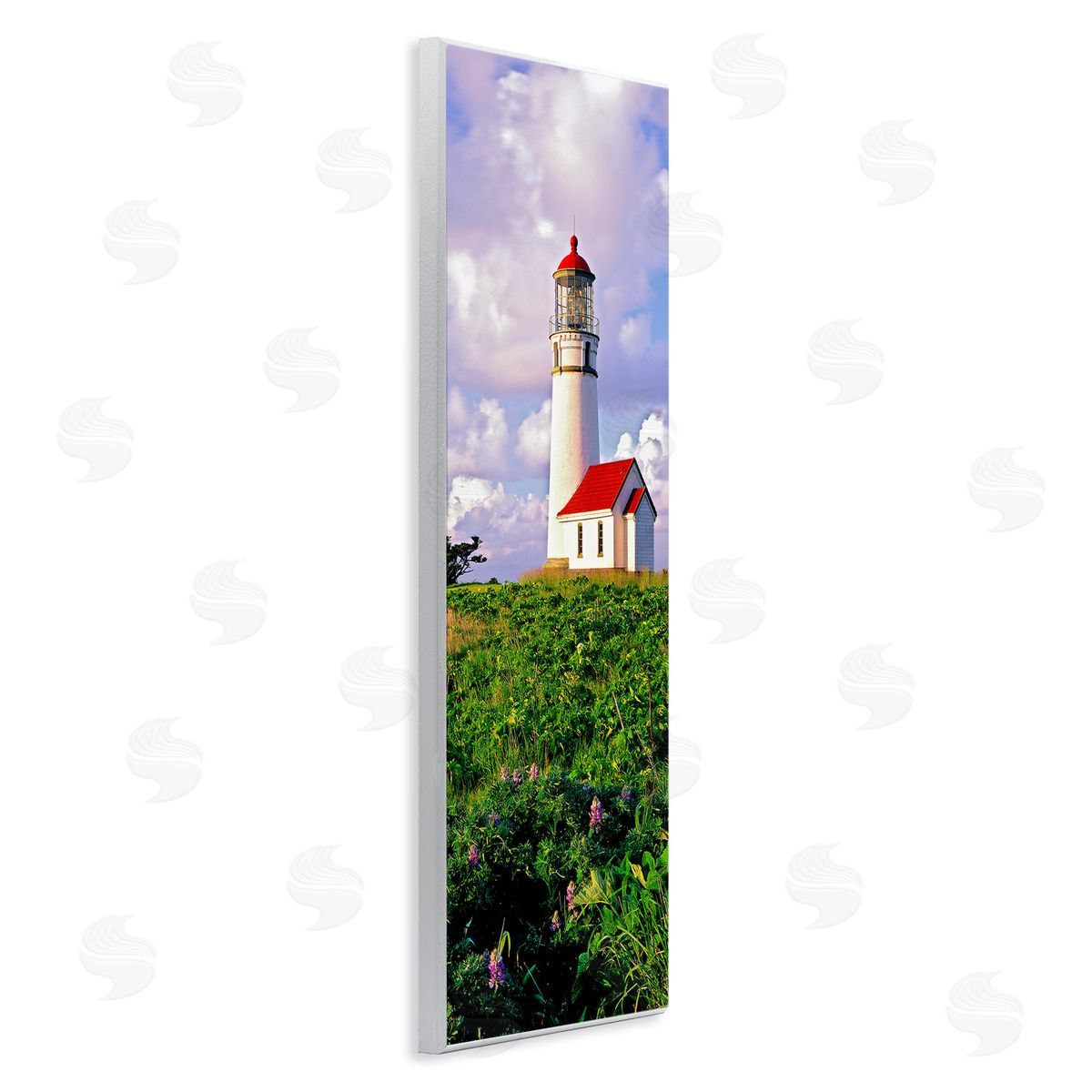 Dennis Frates Coastal Red Lighthouse Lush Garden Wooden Wall Plaque Art Print