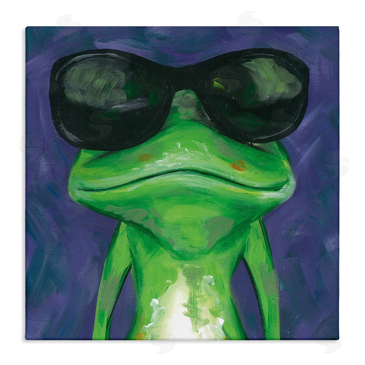 Jennifer Rutledge Frog Wearing Sunglasses Painting Stretched Canvas Wall Art Print