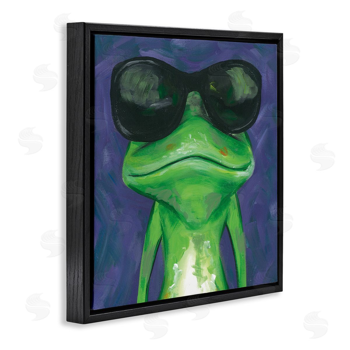 Jennifer Rutledge Frog Wearing Sunglasses Painting Black Floating Frame Canvas Wall Art Print