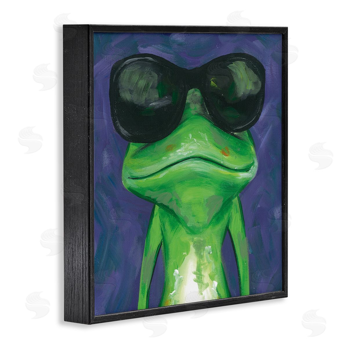 Jennifer Rutledge Frog Wearing Sunglasses Painting Black Framed Glicee Wall Art Print