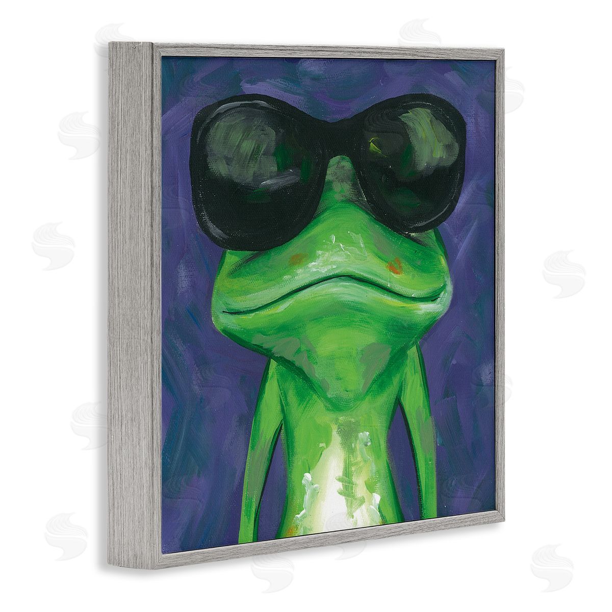 Jennifer Rutledge Frog Wearing Sunglasses Painting Gray Framed Glicee Wall Art Print