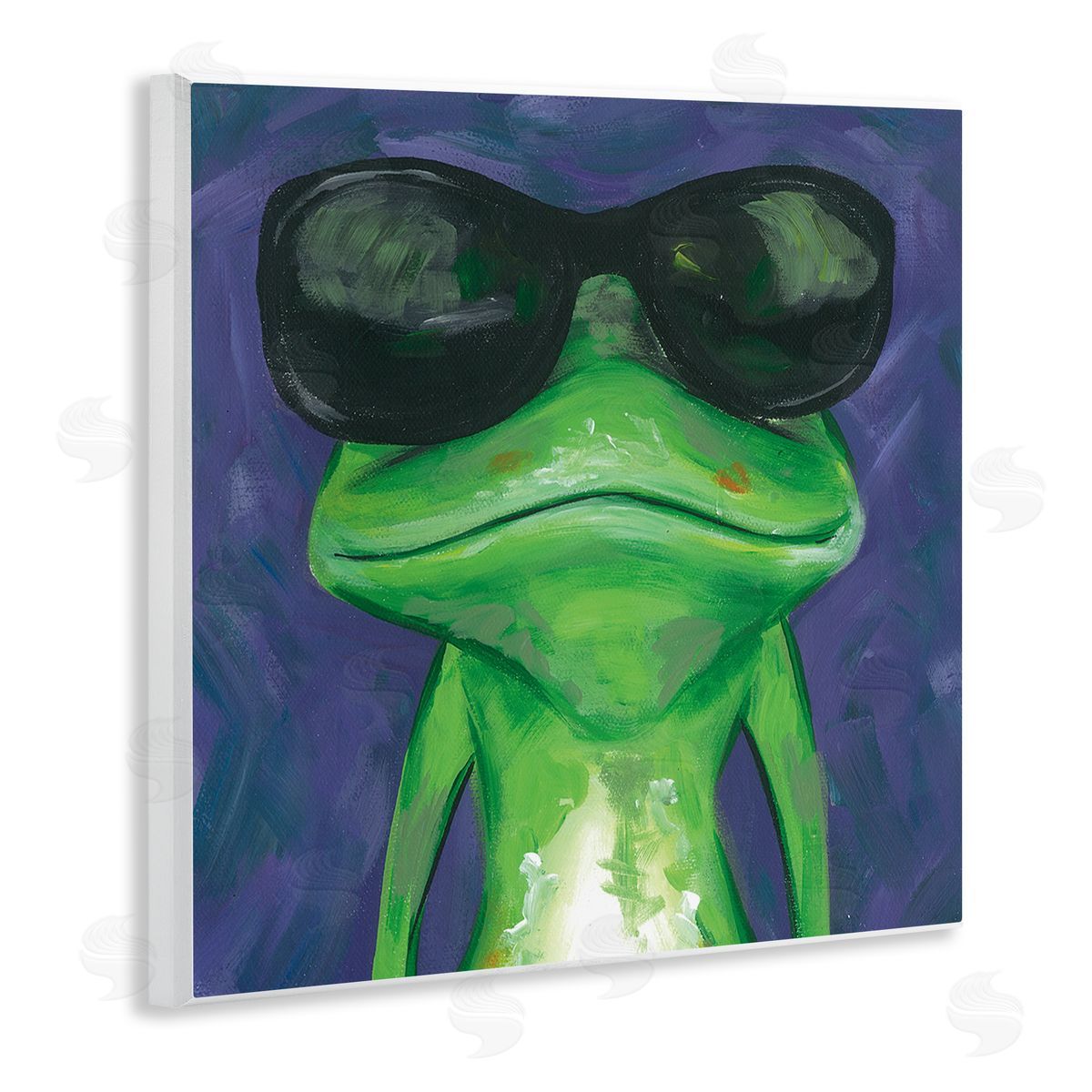 Jennifer Rutledge Frog Wearing Sunglasses Painting Wooden Wall Plaque Art Print