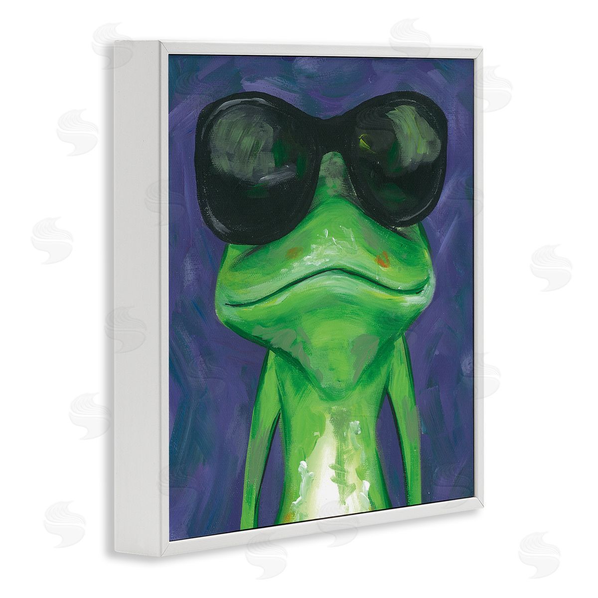 Jennifer Rutledge Frog Wearing Sunglasses Painting White Framed Glicee Wall Art Print