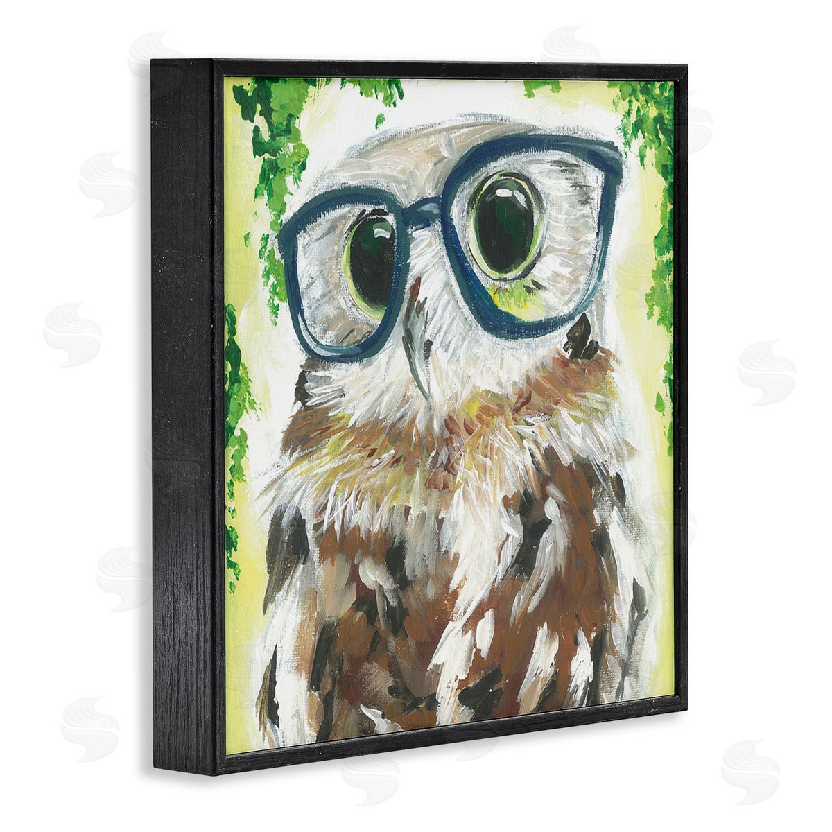 Jennifer Rutledge Owl In Glasses Ivy Plant Wildlife Black Framed Glicee Wall Art Print