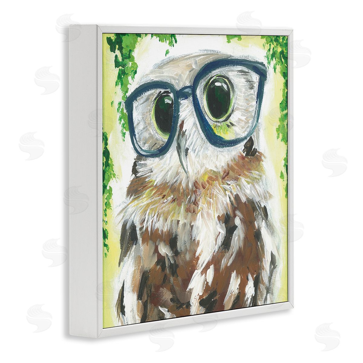Jennifer Rutledge Owl In Glasses Ivy Plant Wildlife White Framed Glicee Wall Art Print