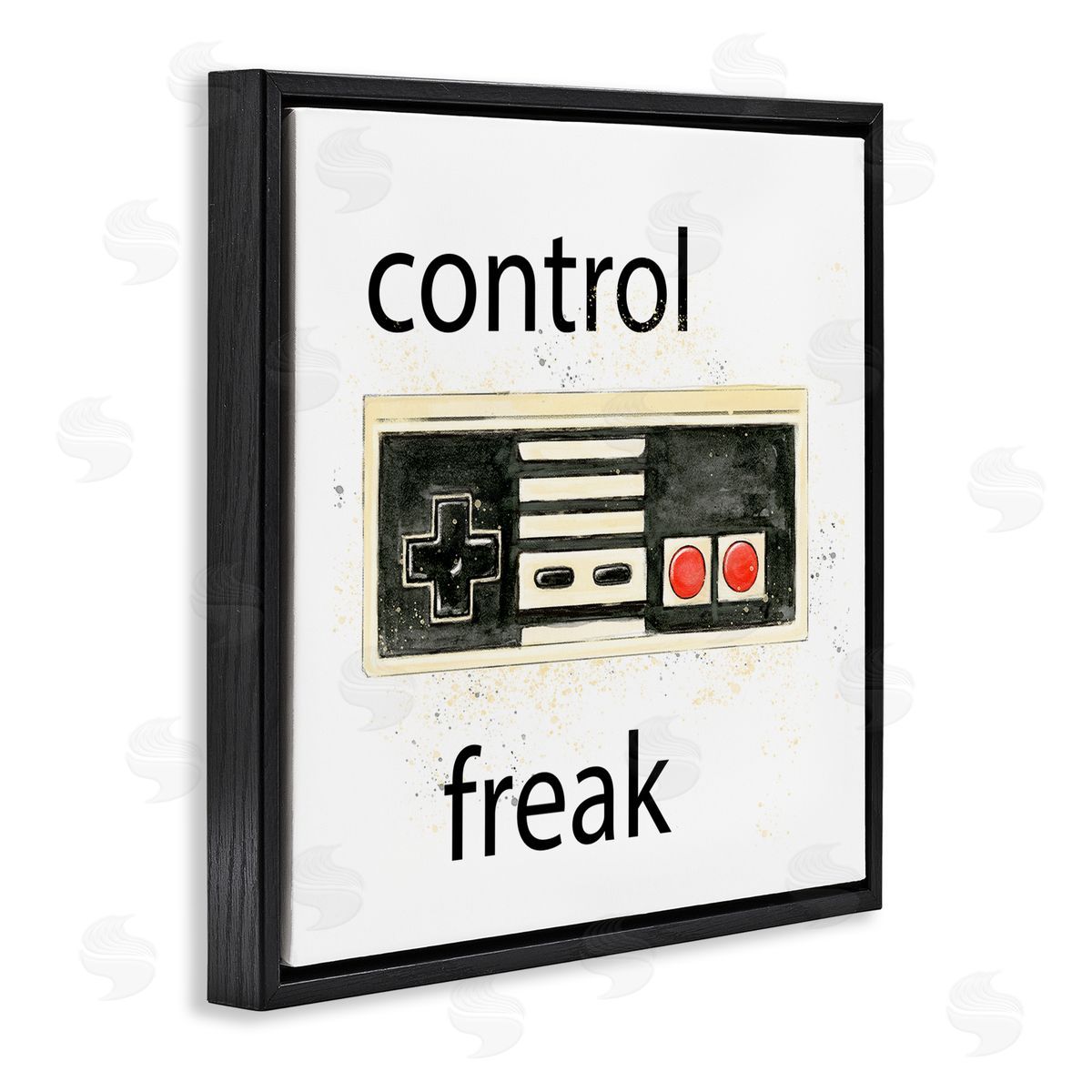 Annie Warren Control Freak Vintage Gamer Black Floating Frame Canvas Wall Art Print