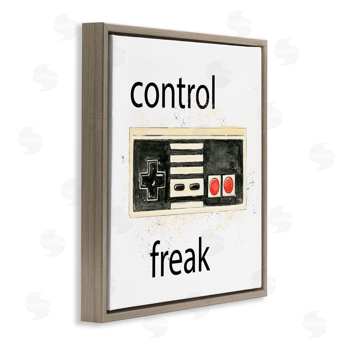 Annie Warren Control Freak Vintage Gamer Brown Floating Frame Canvas Wall Art Print