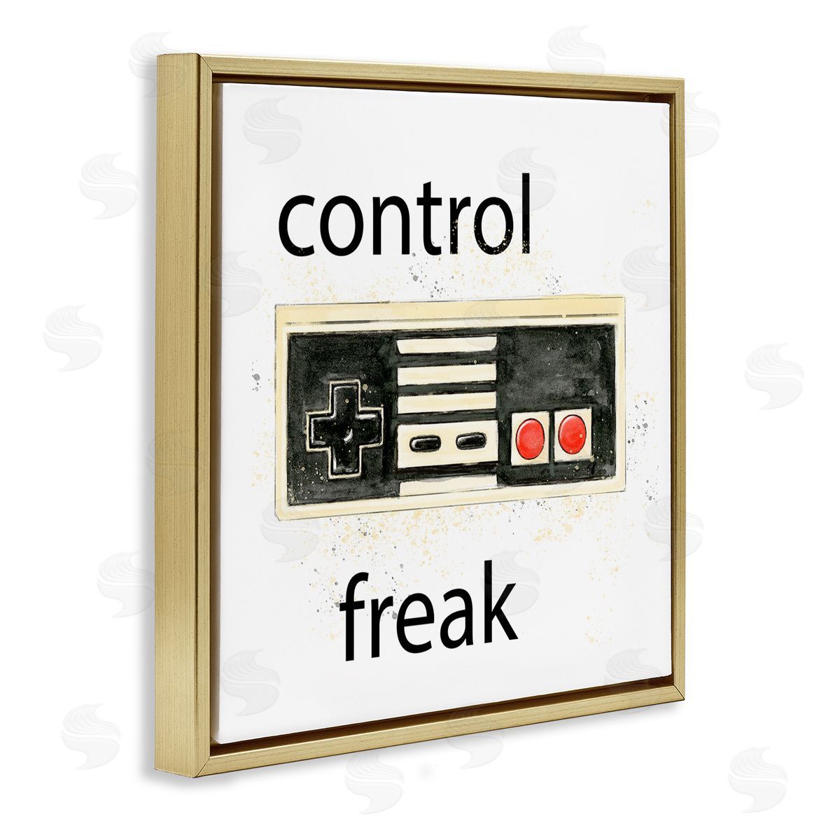Annie Warren Control Freak Vintage Gamer Gold Floating Frame Canvas Wall Art Print