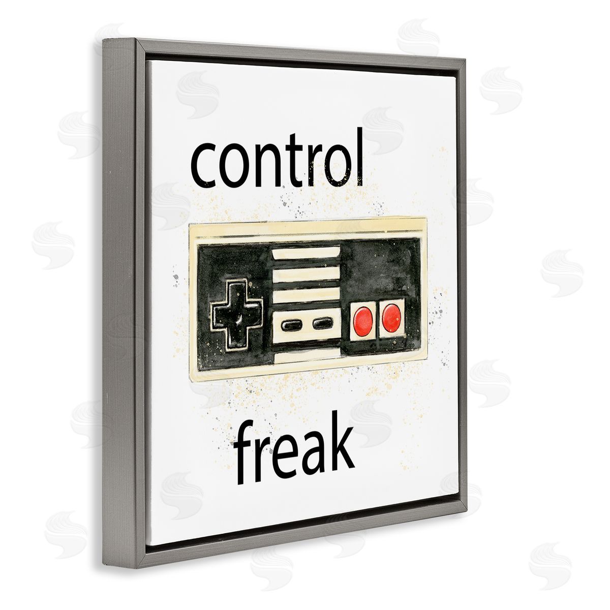 Annie Warren Control Freak Vintage Gamer Gray Floating Frame Canvas Wall Art Print