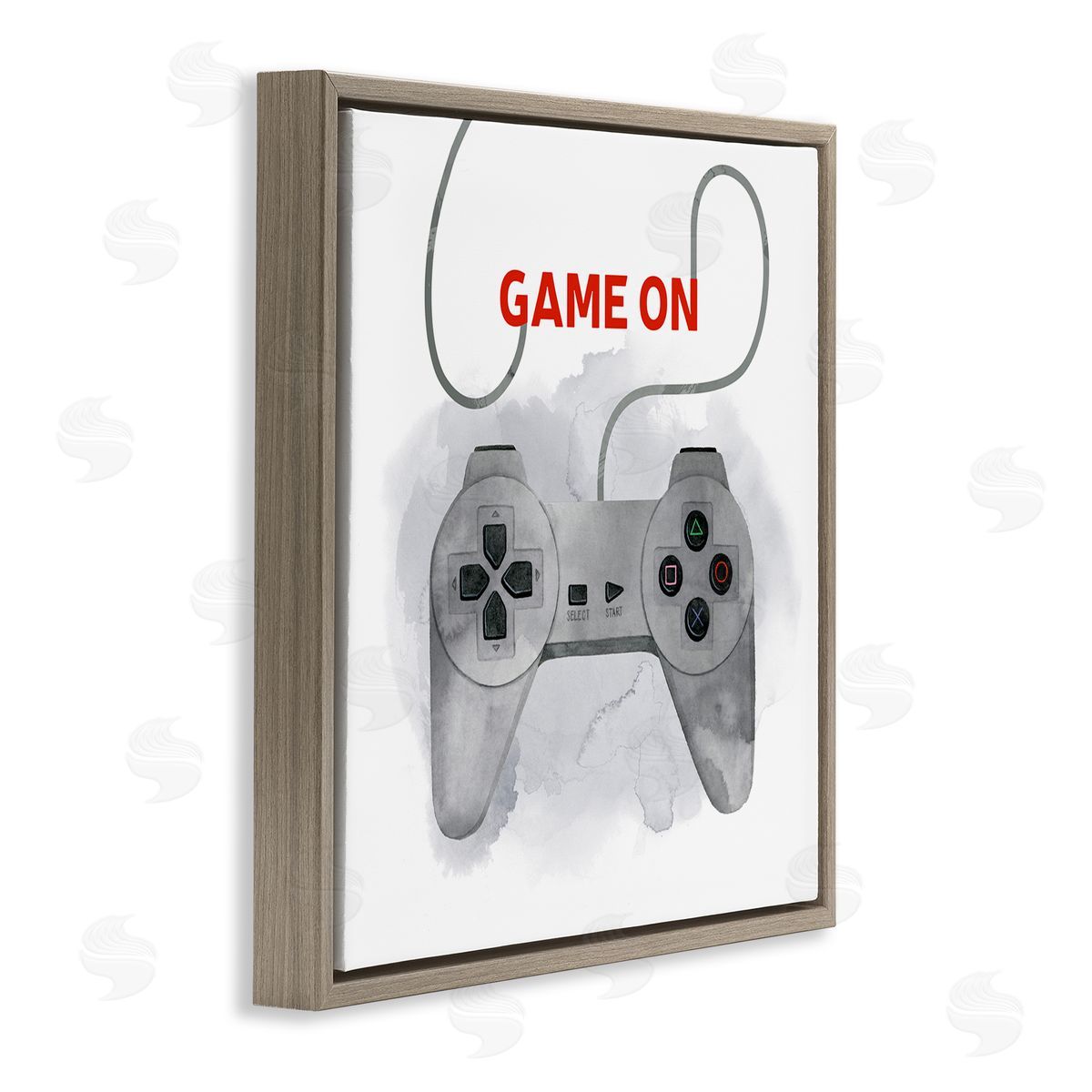 Grace Popp Game On Gamer Joystick Controller Brown Floating Frame Canvas Wall Art Print