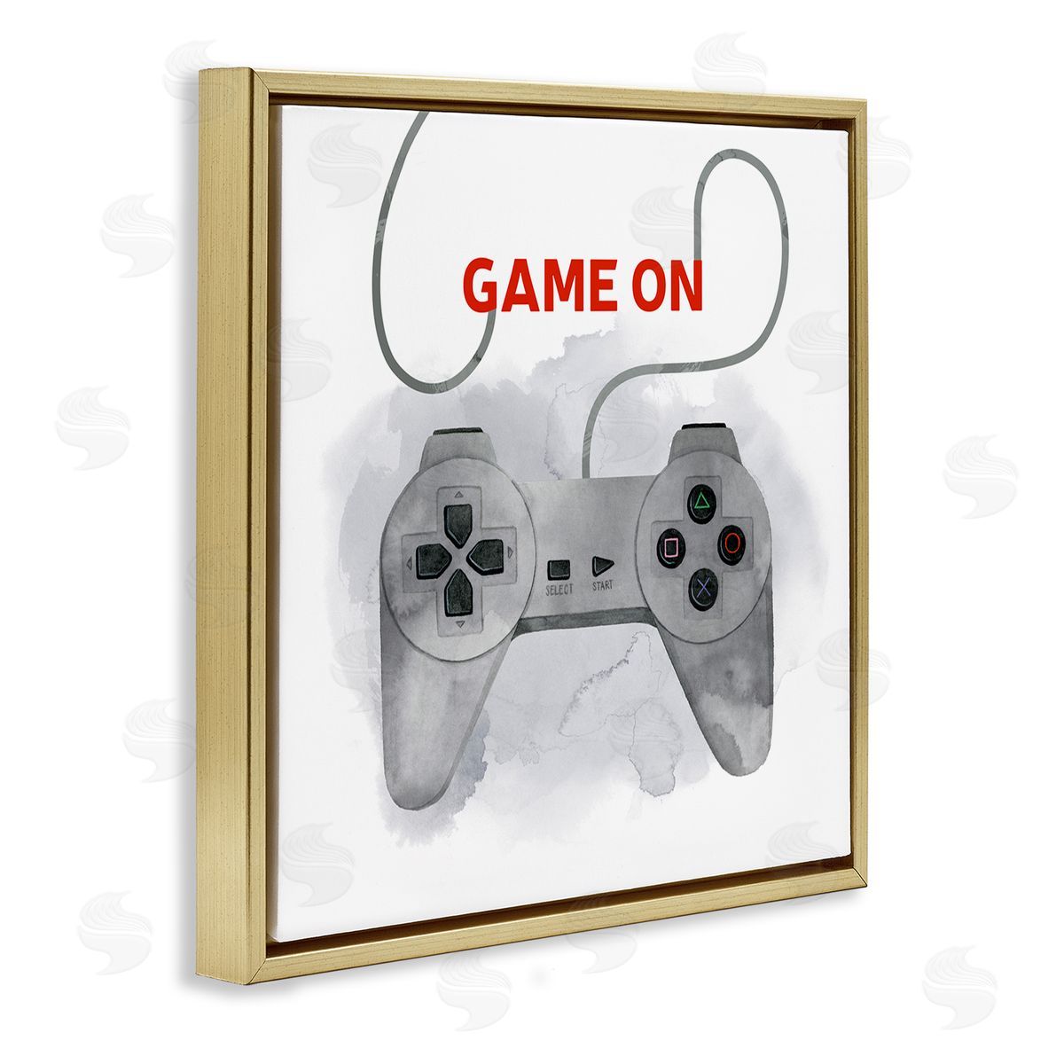 Grace Popp Game On Gamer Joystick Controller Gold Floating Frame Canvas Wall Art Print