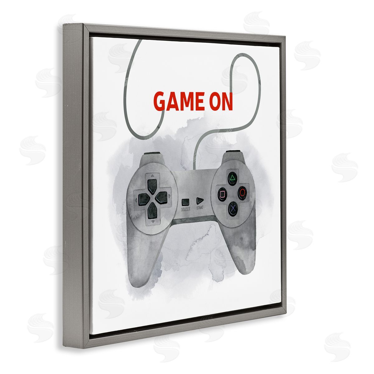 Grace Popp Game On Gamer Joystick Controller Gray Floating Frame Canvas Wall Art Print