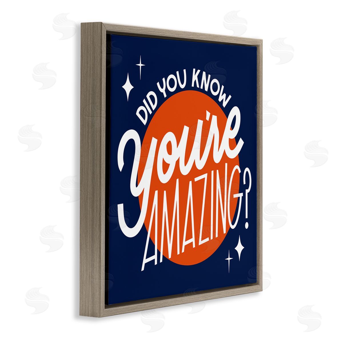Hey Bre! Creative Studio You're Amazing Blue & Orange Brown Floating Frame Canvas Wall Art Print