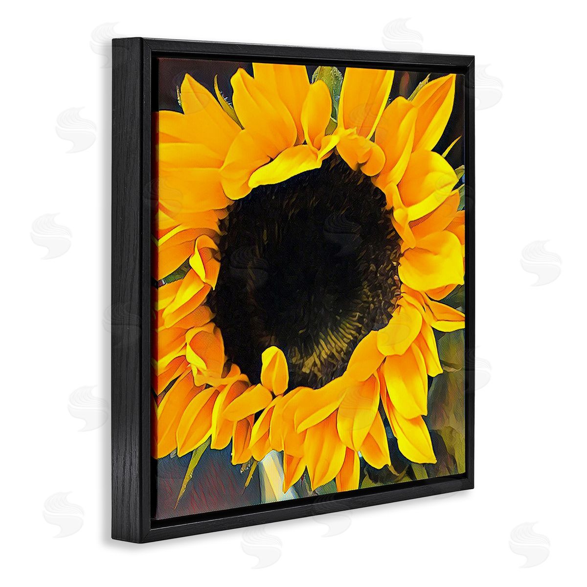 Jessica Manelis Yellow Sunflower Summer Garden Black Floating Frame Canvas Wall Art Print