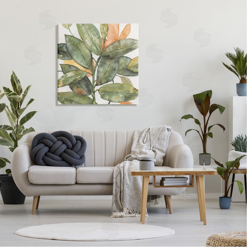Carol Robinson Botanical Leaves Watercolor Plant Canvas Wall Art in Room