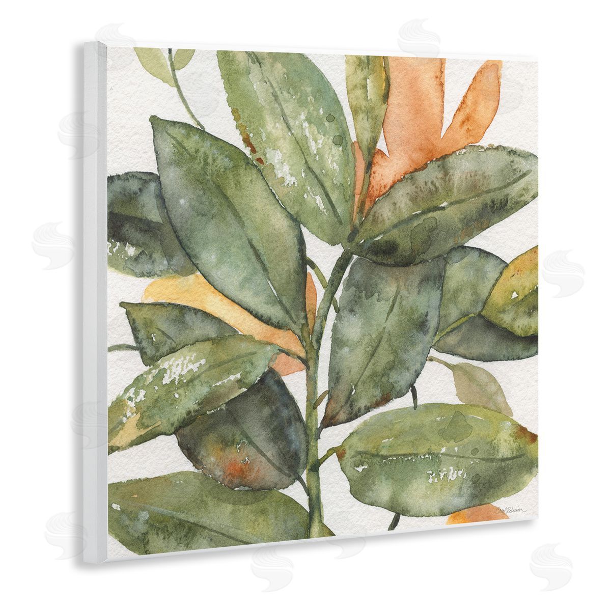 Carol Robinson Botanical Leaves Watercolor Plant Wooden Wall Plaque Art Print