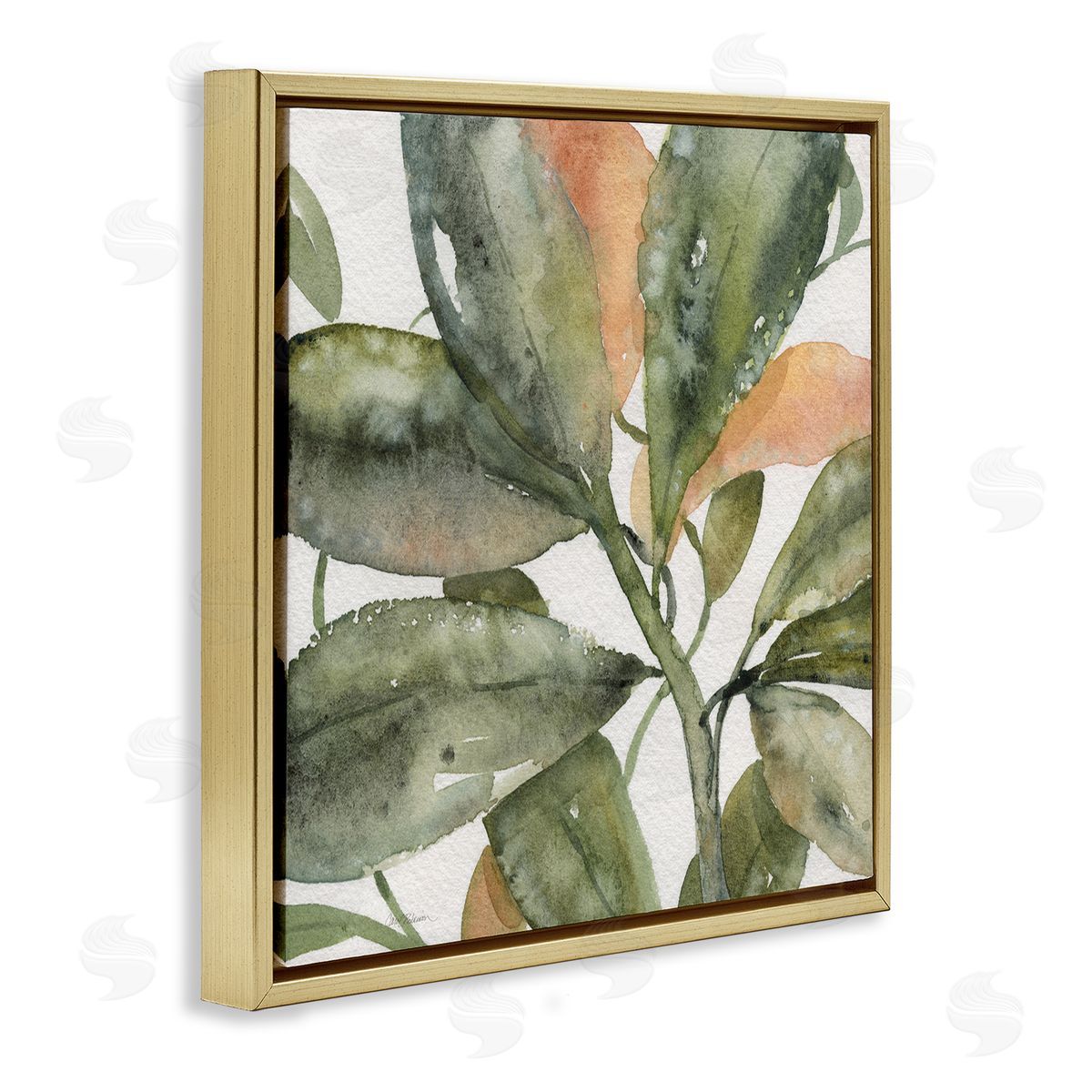 Carol Robinson Bird Of Paradise Plant Leaves Gold Floating Frame Canvas Wall Art Print