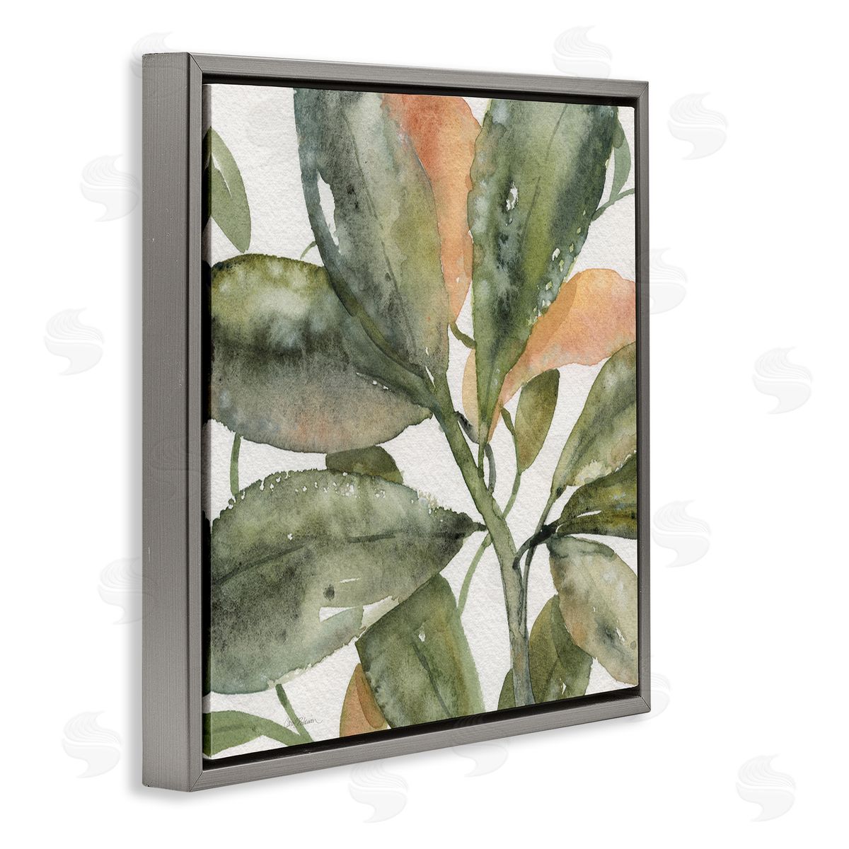 Carol Robinson Bird Of Paradise Plant Leaves Gray Floating Frame Canvas Wall Art Print