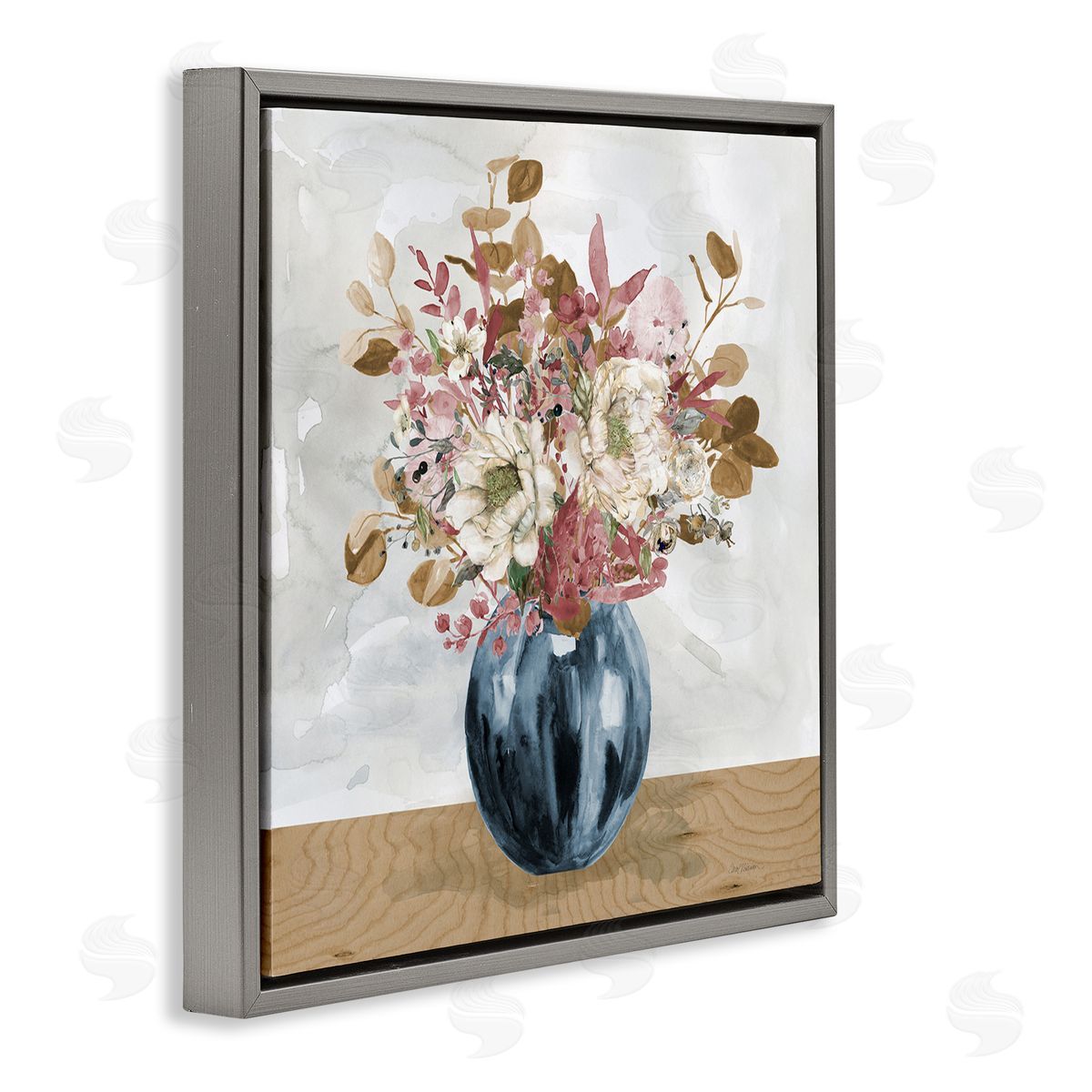Carol Robinson Country Rustic Bouquet Still Life Gray Floating Frame Canvas Wall Art Print