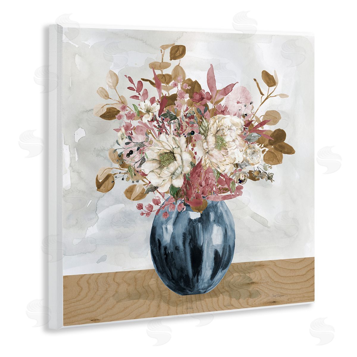 Carol Robinson Country Rustic Bouquet Still Life Wooden Wall Plaque Art Print