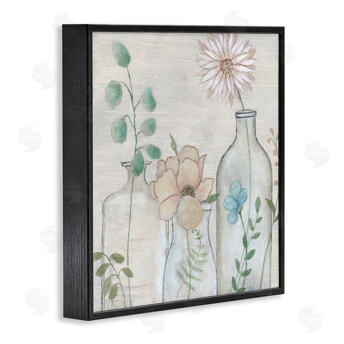 Janet Tava Mixed Rustic Wildflower Vases Black Framed Glicee Wall Art Print