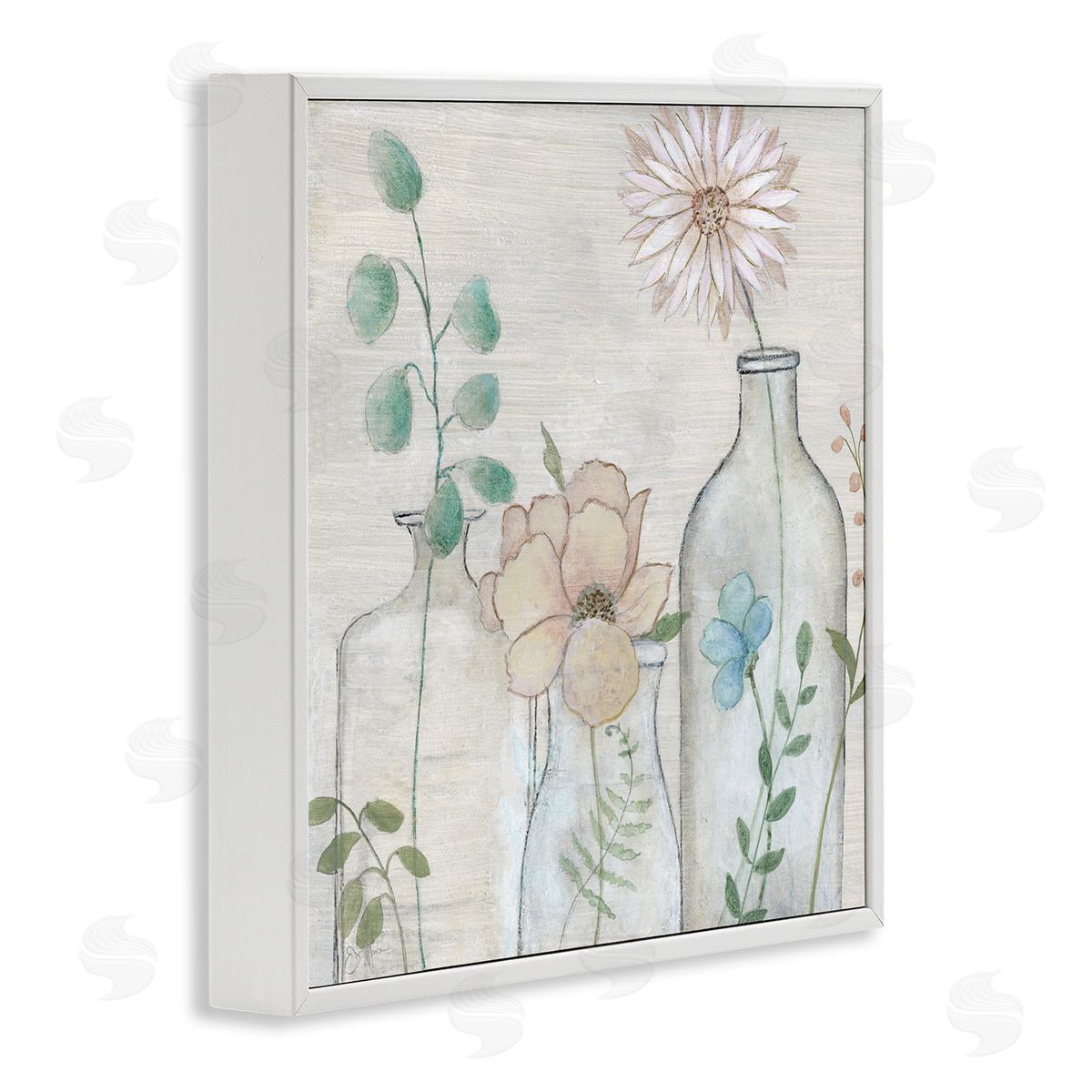 Janet Tava Mixed Rustic Wildflower Vases White Framed Glicee Wall Art Print