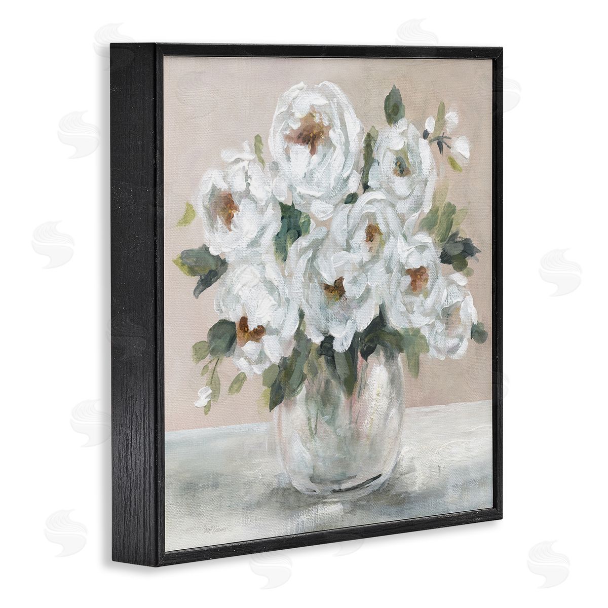 Carol Robinson White Peony Bouquet Painting Black Framed Glicee Wall Art Print
