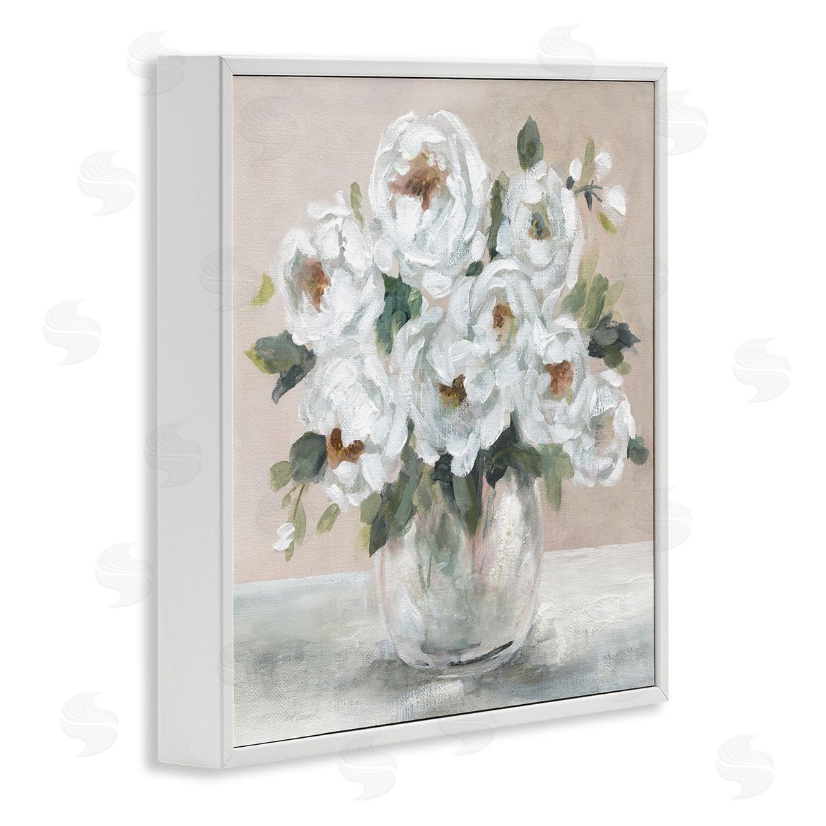 Carol Robinson White Peony Bouquet Painting White Framed Glicee Wall Art Print