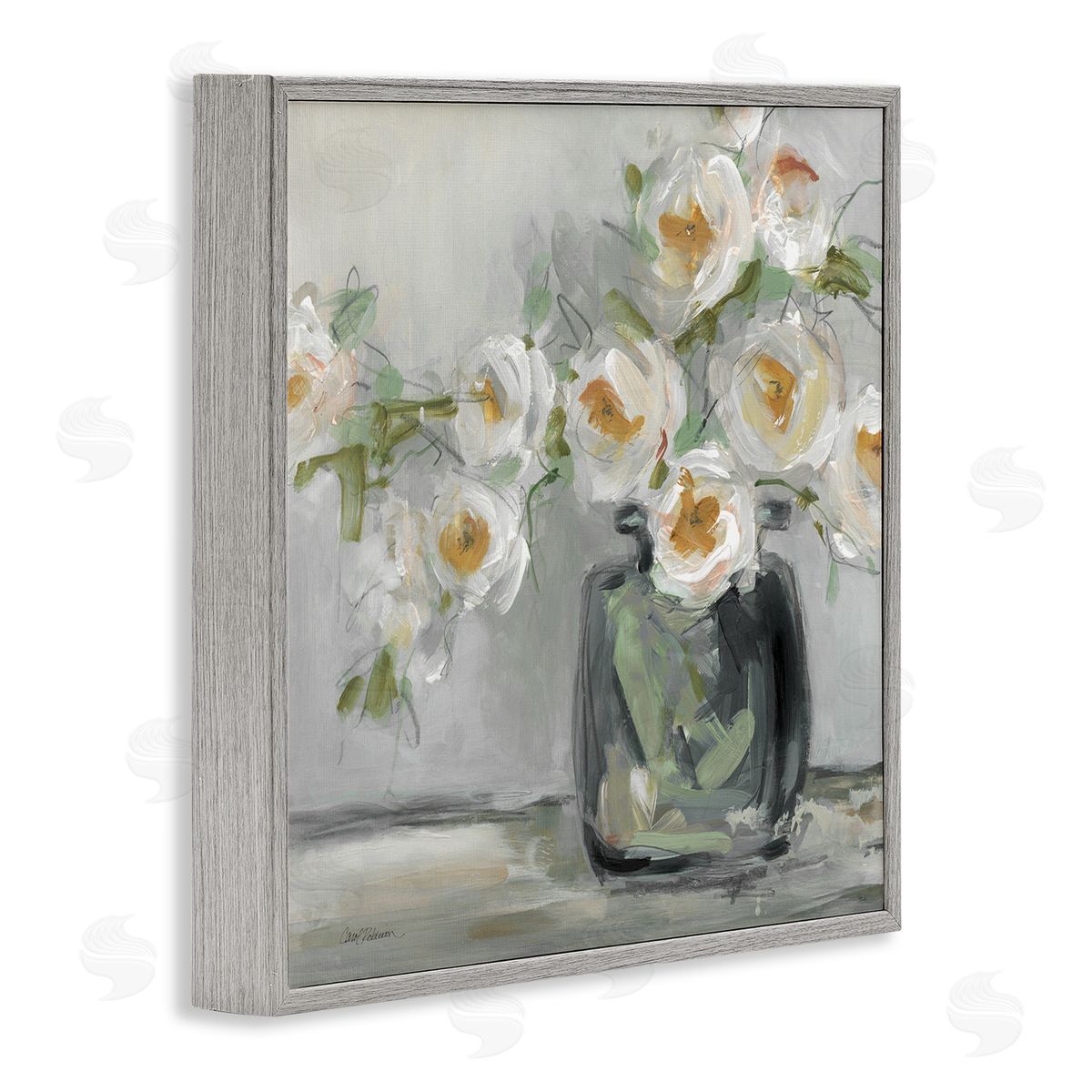 Carol Robinson Abstract Blooms Ikebana Bouquet Gray Framed Glicee Wall Art Print