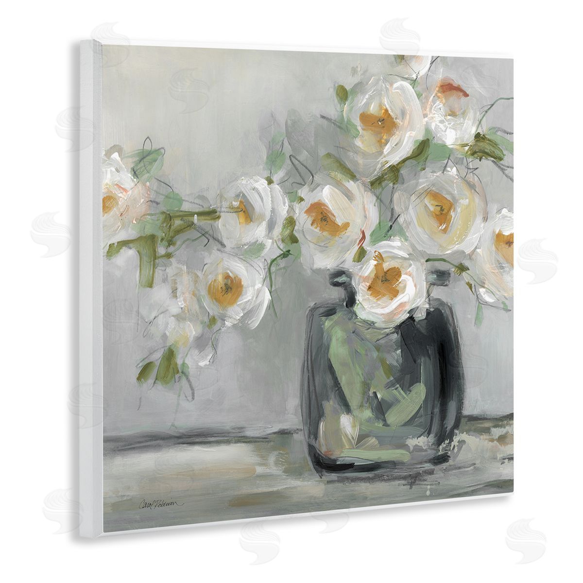 Carol Robinson Abstract Blooms Ikebana Bouquet Wooden Wall Plaque Art Print