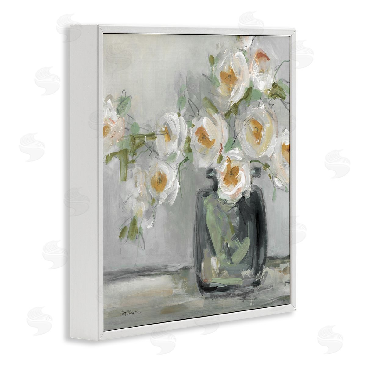 Carol Robinson Abstract Blooms Ikebana Bouquet White Framed Glicee Wall Art Print