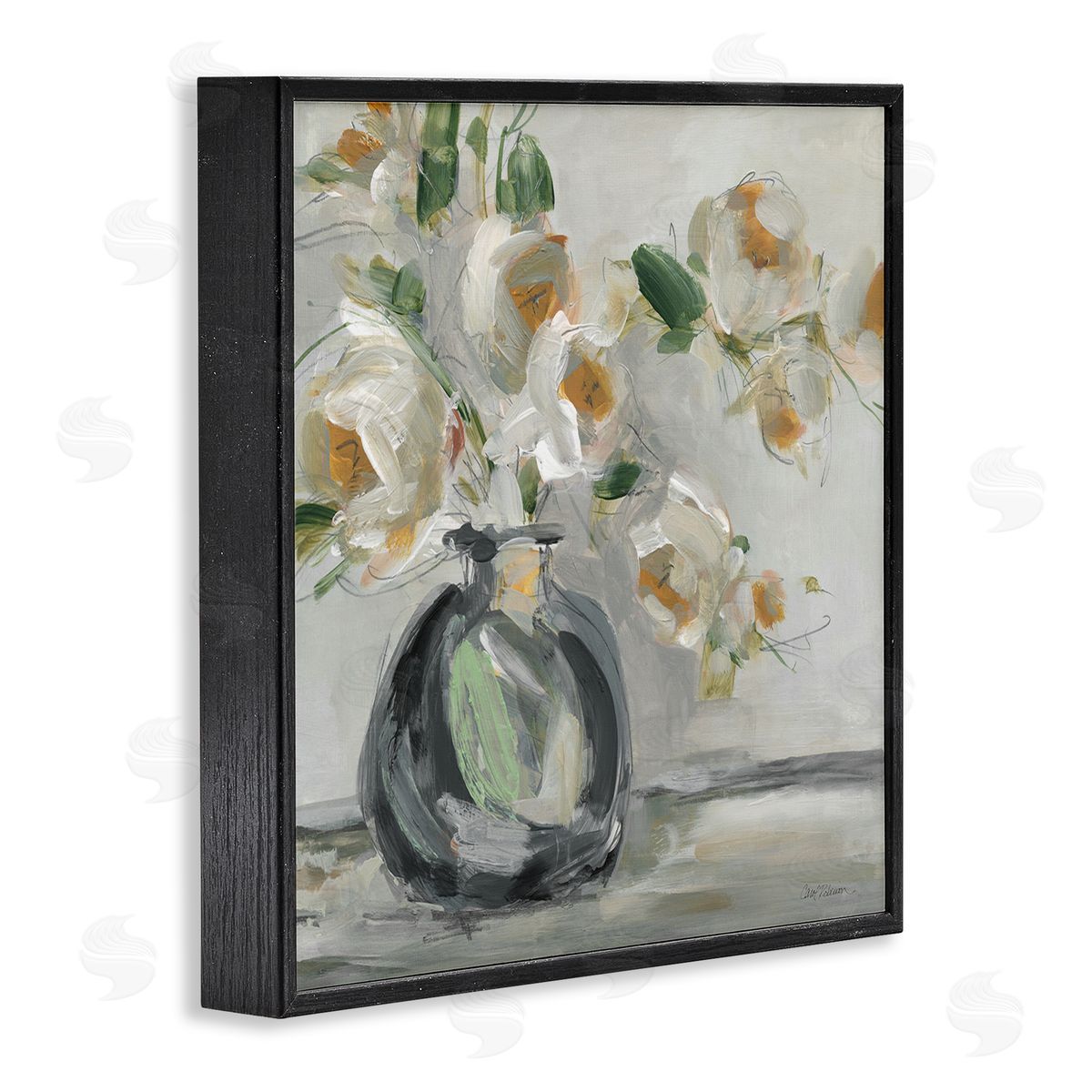 Carol Robinson Abstract Flower Blossom Vase Black Framed Glicee Wall Art Print