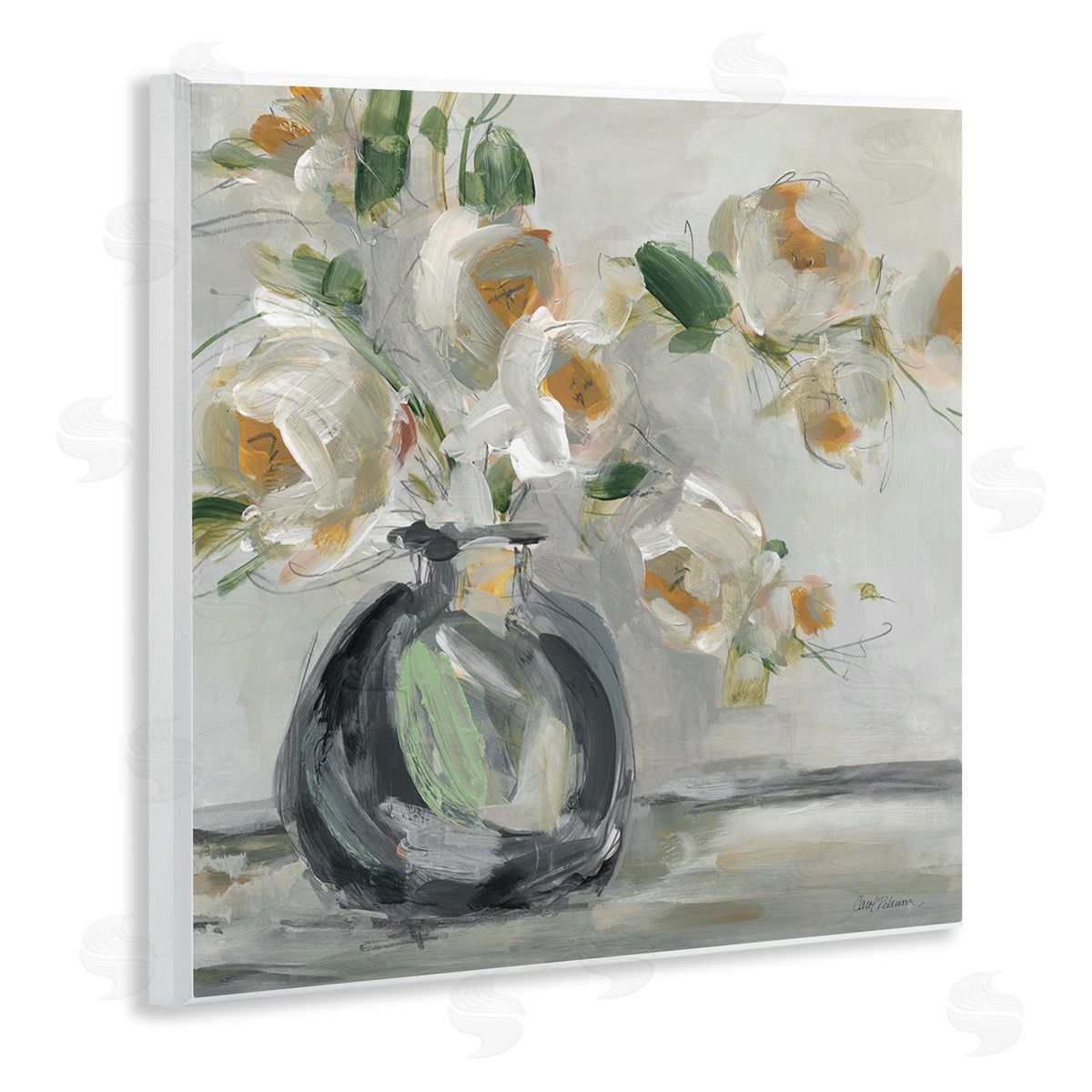 Carol Robinson Abstract Flower Blossom Vase Wooden Wall Plaque Art Print