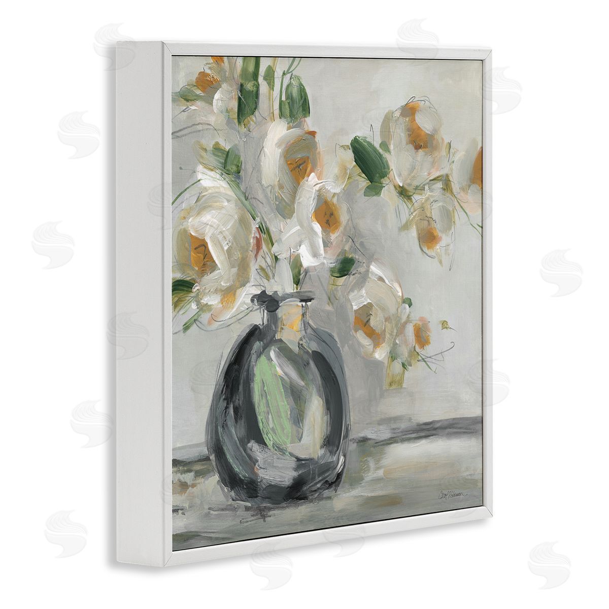 Carol Robinson Abstract Flower Blossom Vase White Framed Glicee Wall Art Print