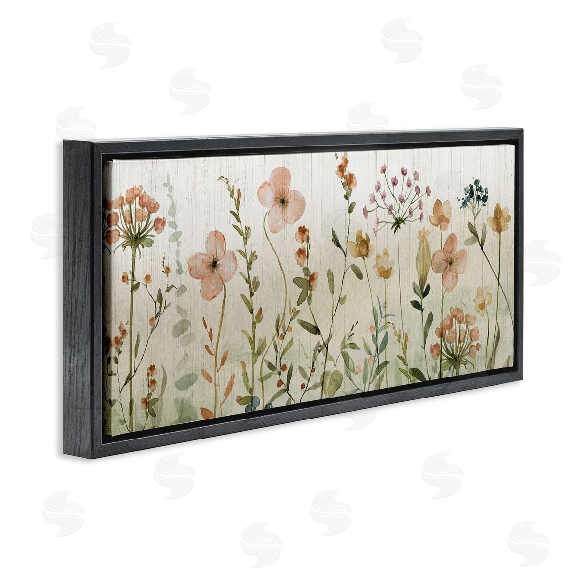 Livi Finn Cherry Blossom & Herb Sprigs Black Floating Frame Canvas Wall Art Print