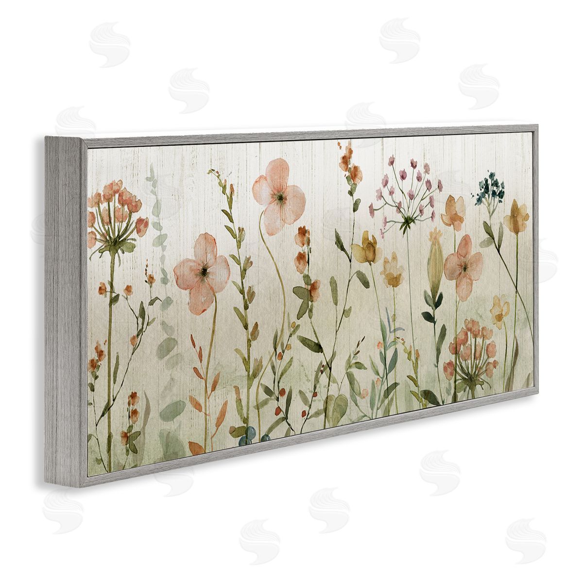 Livi Finn Cherry Blossom & Herb Sprigs Gray Framed Glicee Wall Art Print