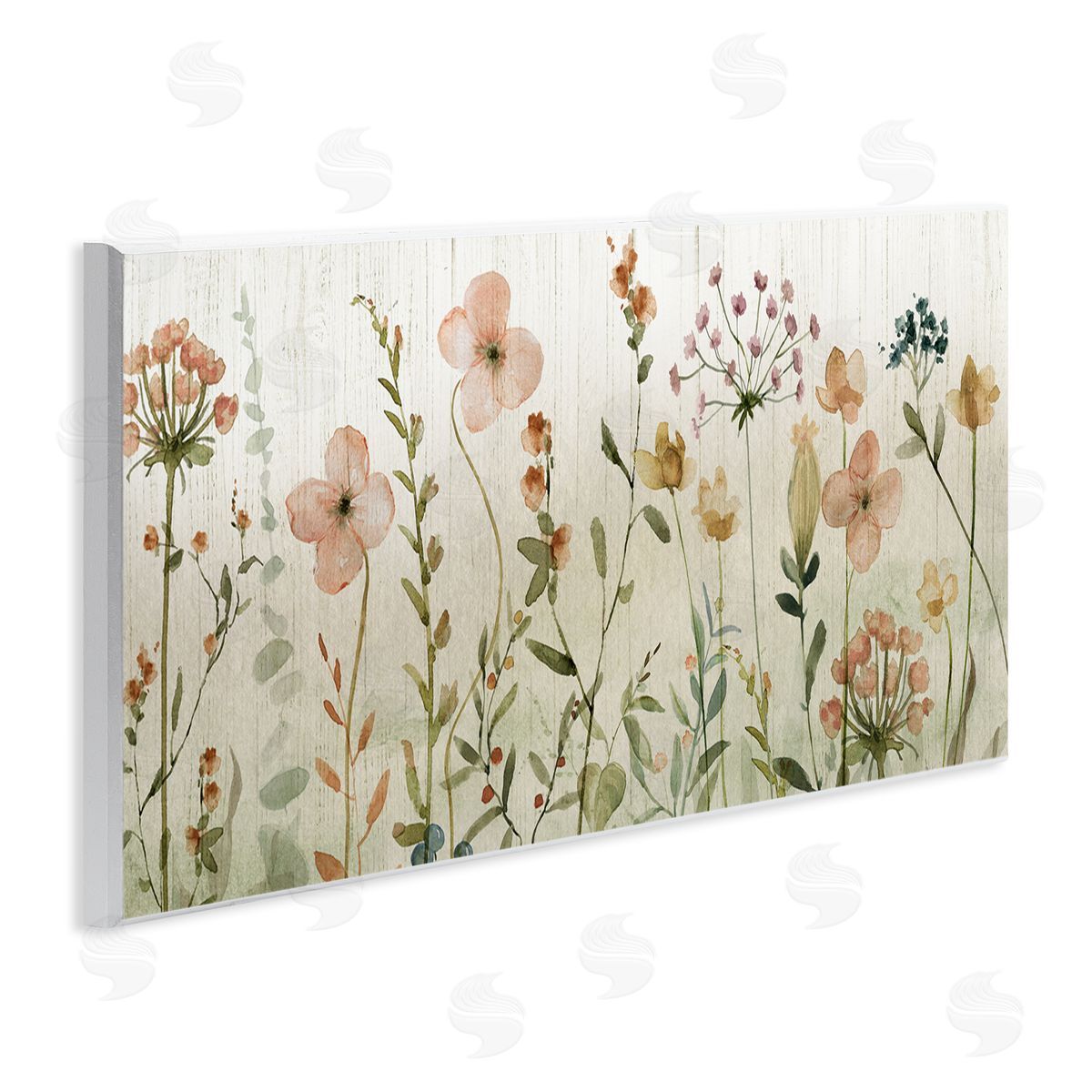 Livi Finn Cherry Blossom & Herb Sprigs Wooden Wall Plaque Art Print