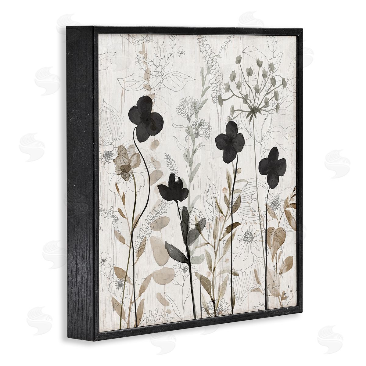 Livi Finn Wild Blooms Botanical Pattern Black Framed Glicee Wall Art Print