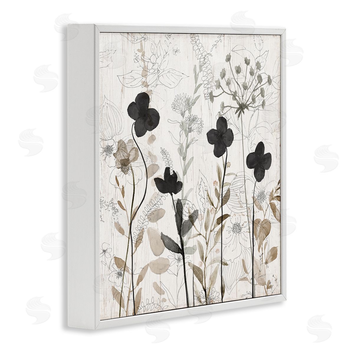Livi Finn Wild Blooms Botanical Pattern White Framed Glicee Wall Art Print