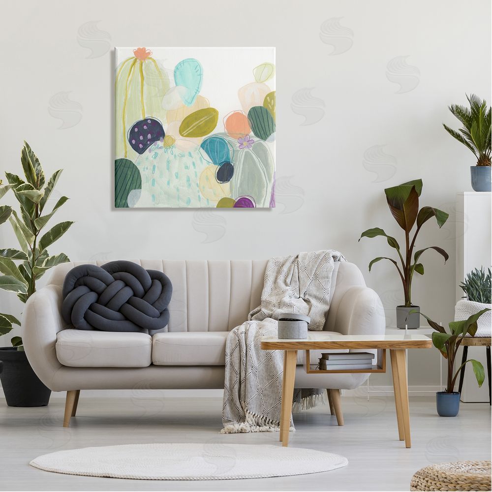 June Erica Vess Contemporary Cactus Plants Canvas Wall Art in Room