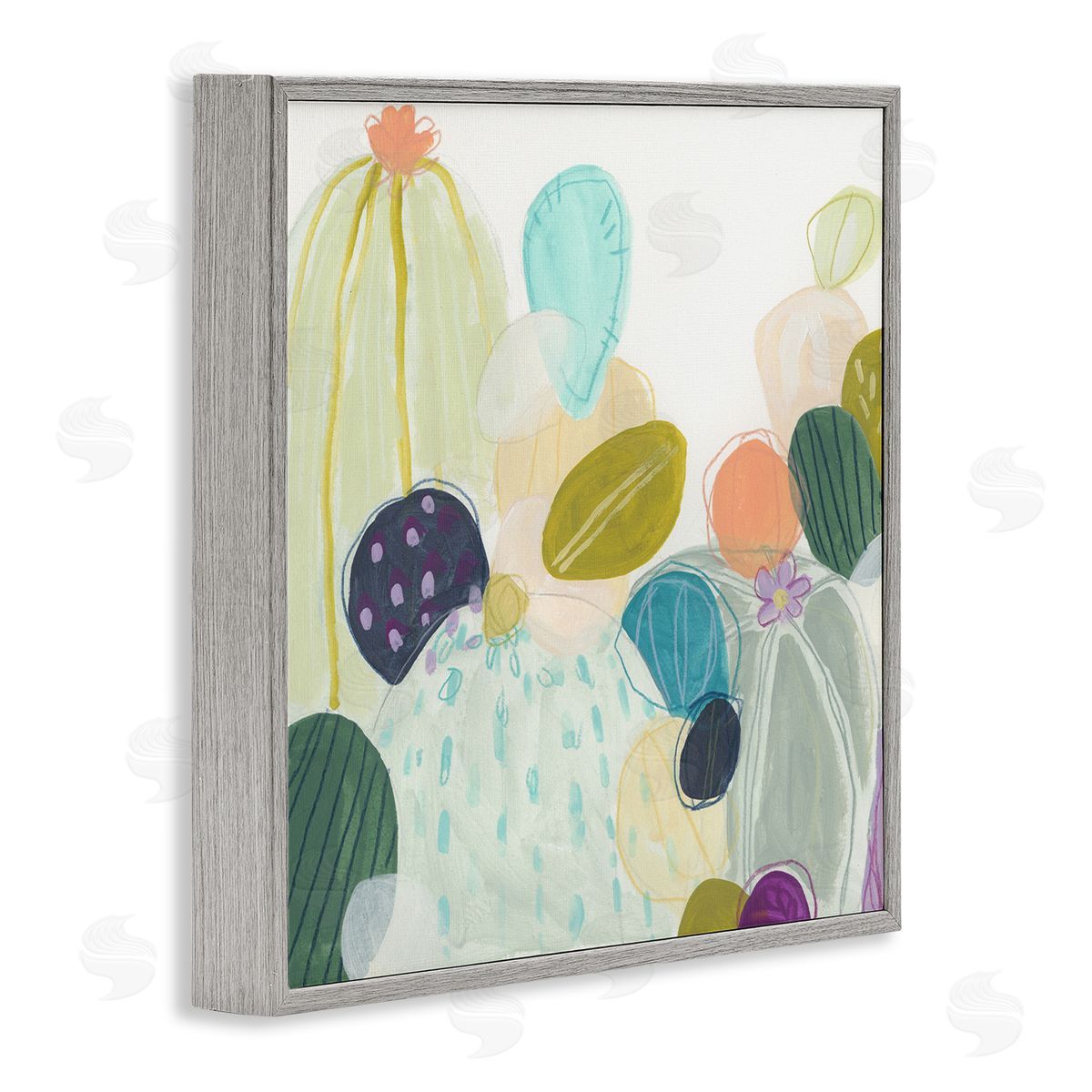 June Erica Vess Contemporary Cactus Plants Gray Framed Glicee Wall Art Print