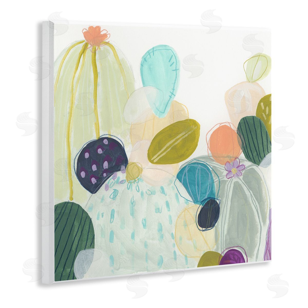 June Erica Vess Contemporary Cactus Plants Wooden Wall Plaque Art Print