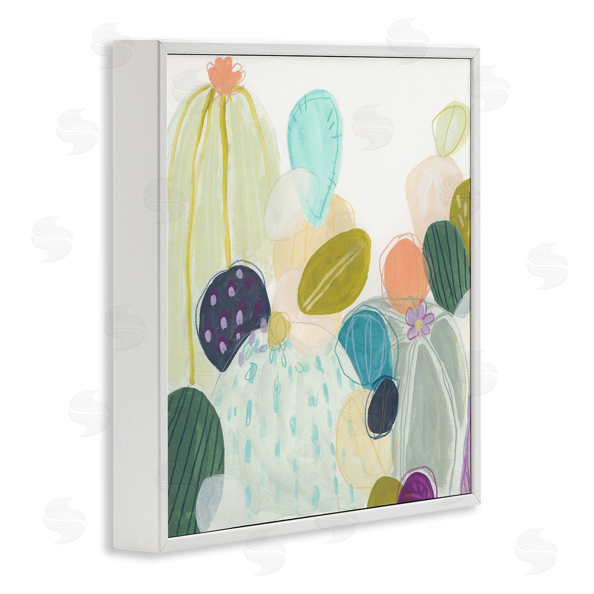 June Erica Vess Contemporary Cactus Plants White Framed Glicee Wall Art Print