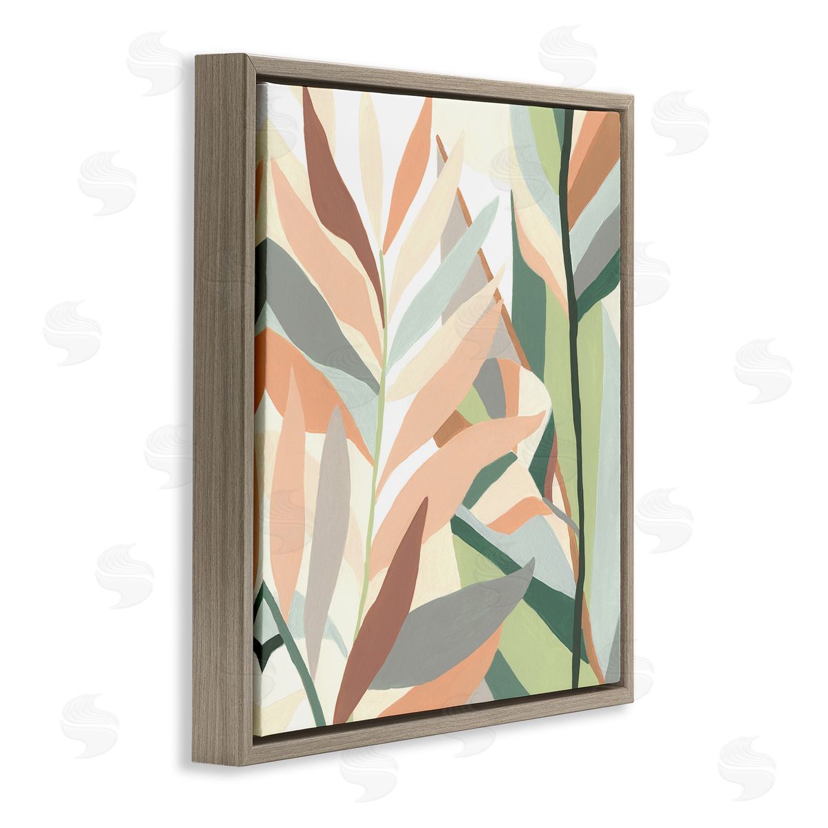 June Erica Vess Contemporary Tropical Palm Leaves Brown Floating Frame Canvas Wall Art Print