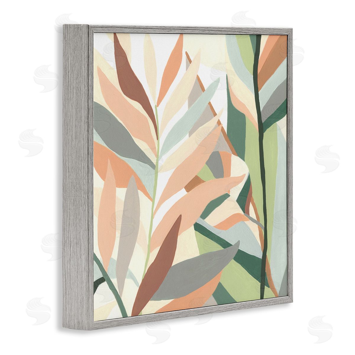 June Erica Vess Contemporary Tropical Palm Leaves Gray Framed Glicee Wall Art Print