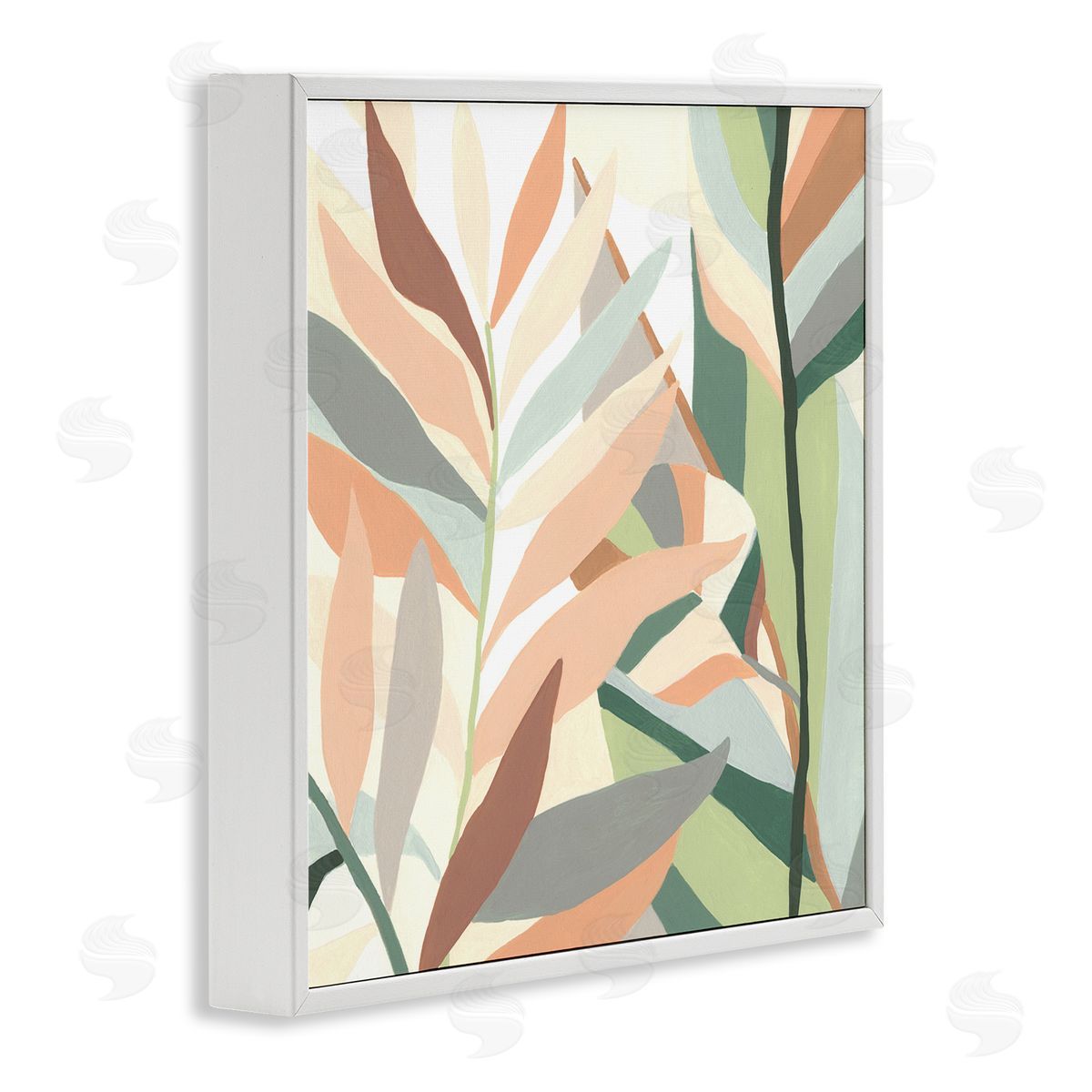 June Erica Vess Contemporary Tropical Palm Leaves White Framed Glicee Wall Art Print